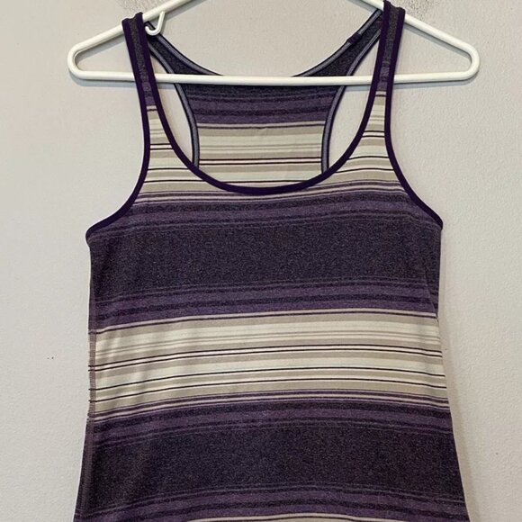 Lululemon Small Purple and Gray striped racerback tank top - Picture 1 of 4